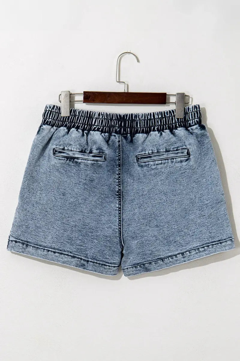 Drawstring High Waist Pocketed Denim Shorts for Women - Love Salve